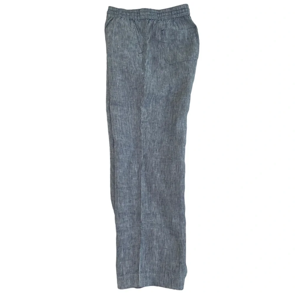 NWT Talbot's Women's Washed Linen Wide Leg Pants Striped Blue White Size 10P - Picture 3 of 10